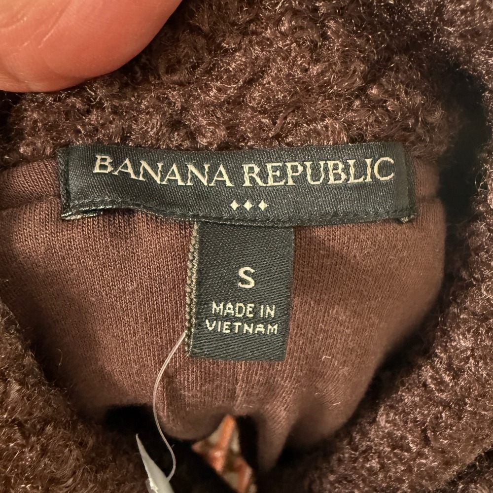 Banana Republic Womens Brown Boucle Knit Asymmetrical Snap Jacket Small S - Picture 4 of 7